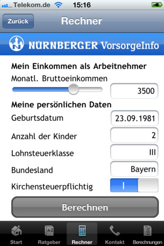 NÜRNBERGER VorsorgeInfo iPhone App